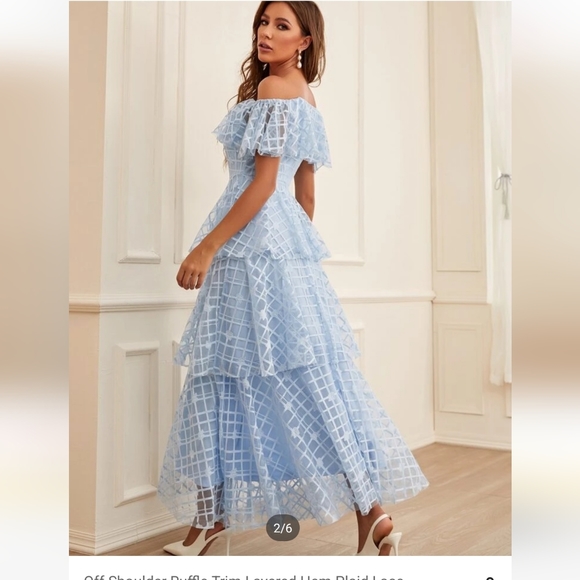 Off the shoulder layered long dress - Picture 2 of 13